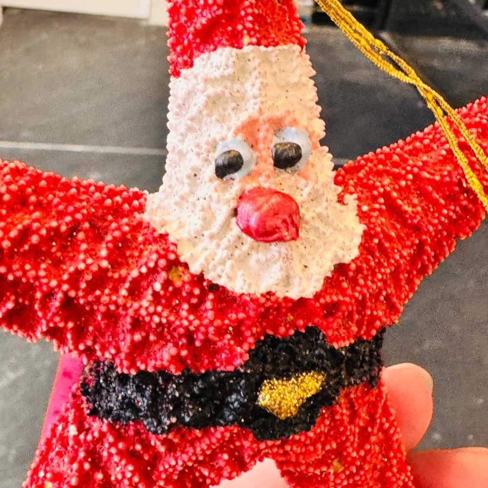 Handmade Vintage Santa Starfish‎ Christmas Ornament Unique Holiday Decor Festive